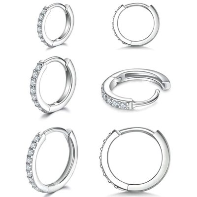 3 pairs of fashion earrings with single row earrings O-shaped zircon micro-earrings with winter earrings for women