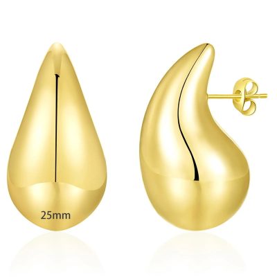 SWIMLANCE Chunky Gold Hoop Earrings for Women, Dupes Bottega Stud Earrings Lightweight Waterdrop Teardrop Hollow Open Hoops Hypoallergenic Gold Plated Earrings Jewelry for Women Girls 18/25/32/47mm