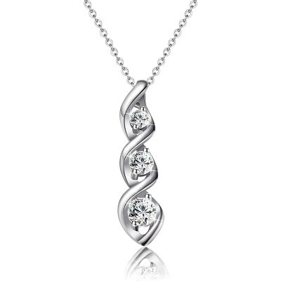 SWIMLANCE Silver Cubic Zirconia Necklace for Women Girls, Dainty Simple 3 Stones Twisted Girls Women Necklaces Pendant Chain Bridesmaid Jewelry Valentine's Day Gift