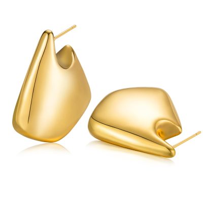 SWIMLANCE Chunky Fin Gold Hoop Earrings for Women, Dupes Bottega Statement Earrings for Women Lightweight Hoops Hypoallergenic Gold Plated Earrings Jewelry Birthday Christmas Gifts 25mm/35mm