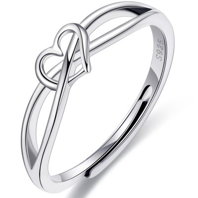 SWIMLANCE Adjustable 6-10 Size 925 Sterling Silver Rings for Women Girls Thumb Love Heart Ring Eternity Wedding Rings Bands for Women Engagement Ring Anniversary Christmas Valentine's Day Jewelry Gift