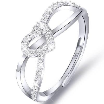 SWIMLANCE Adjustable 6-10 Size 925 Sterling Silver Rings for Women Girls Thumb Love Heart Ring CZ Wedding Rings Bands for Women Engagement Ring Anniversary Christmas Valentine's Day Jewelry Gift
