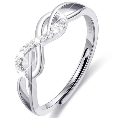 SWIMLANCE Adjustable 6-10 Size 925 Sterling Silver Rings for Women Girls Thumb Ring Eternity CZ Wedding Rings Bands for Women Infinity Engagement Ring Anniversary Christmas Valentine's Day Jewelry Gift