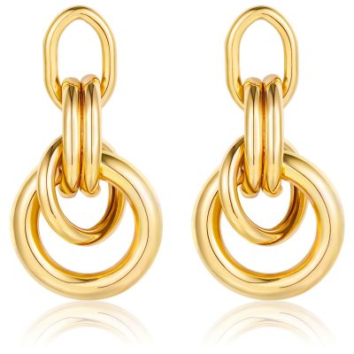 SWIMLANCE Chunky Gold Stud Earrings for Women Girls,Dangle Earrings for Women,Knot Geometric Dainty Round Circle Drop Earrings Birthday Mother's Day Valentine's Day Gift Jewelry Trendy