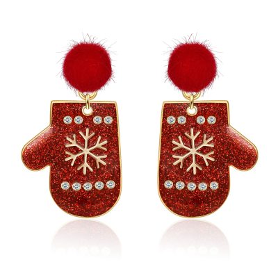 Christmas Earrings for Women Dangle Christmas Red Glove Women Earrings Christmas Xmas New Year Party Earrings Set Winter Holiday Jewelry Gift