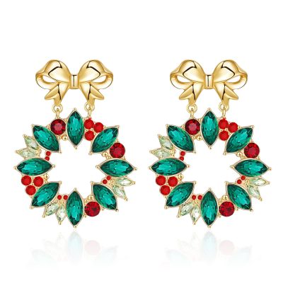 Christmas Earrings for Women Dangle Christmas Bow Wreath Women Earrings Christmas Xmas New Year Party Earrings Set Winter Holiday Jewelry Gift