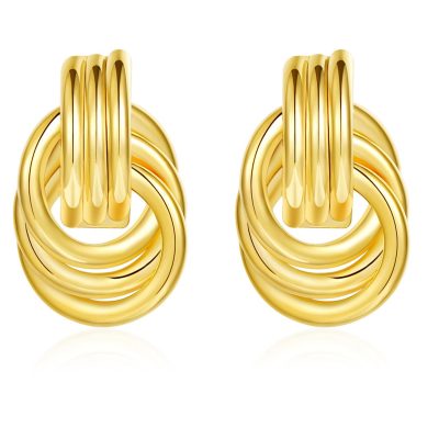 SWIMLANCE Chunky Gold Stud Earrings for Women Girls,Dangle Earrings for Women,Knot Geometric Dainty Round Circle Drop Earrings Birthday Mother's Day Valentine's Day Gift Jewelry Trendy