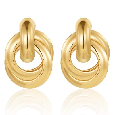 SWIMLANCE Chunky Gold Stud Earrings for Women Girls,Dangle Earrings for Women,Knot Geometric Dainty Round Circle Drop Earrings Birthday Mother's Day Valentine's Day Gift Jewelry Trendy