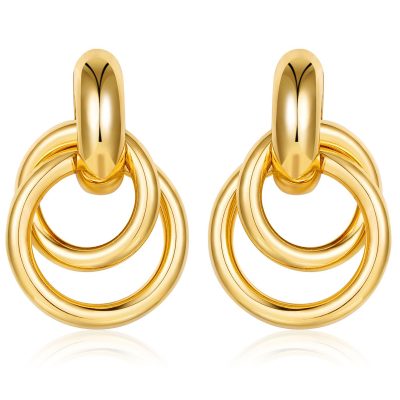 SWIMLANCE Chunky Gold Stud Earrings for Women Girls,Dangle Earrings for Women,Knot Geometric Dainty Round Circle Drop Earrings Birthday Mother's Day Valentine's Day Gift Jewelry Trendy