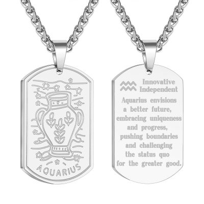 SWIMLANCE Black Dog Tag Necklace for Men Boys Son Friend Husband Stainless Steel Cancer Zodiac Constellation Horoscope Astrology Necklace Pendant 24 In Chain Birthday Christmas Jewelry Gift