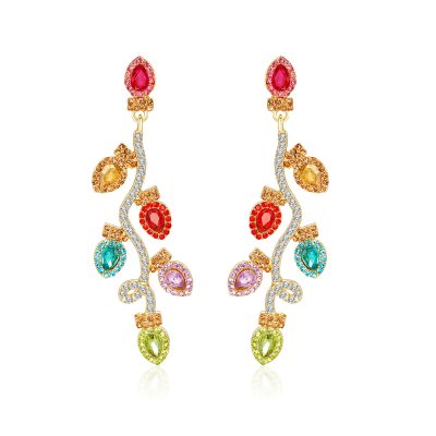 Christmas Earrings for Women Dangle Christmas Light Bulb Jingle Bell Women Stud Earrings Christmas Xmas New Year Party Earrings Set Winter Holiday Jewelry Gift