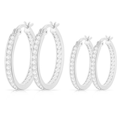 SWIMLANCE 2 Pairs Big Large Extra 18K Gold Hoop Earrings for Women Girls,Cubic Zirconia Huggie Hypoallergenic Earrings Set,Chunky Hoop Earrings Set 40/50MM Crystal Earrings Christmas Jewelry Gift for Her